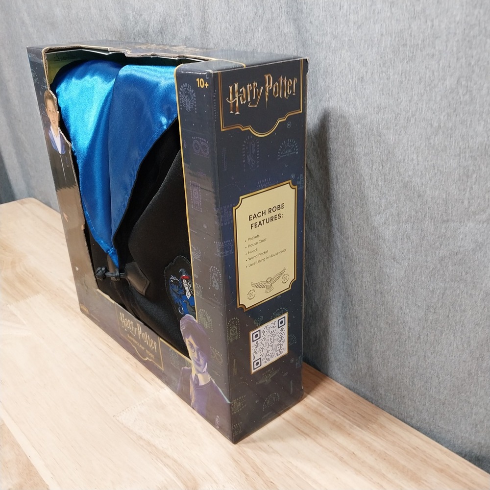 Harry Potter Ravenclaw Robe Kids Hooded Costume Wand Pocket 10-12x Black Blue - Picture 5 of 7
